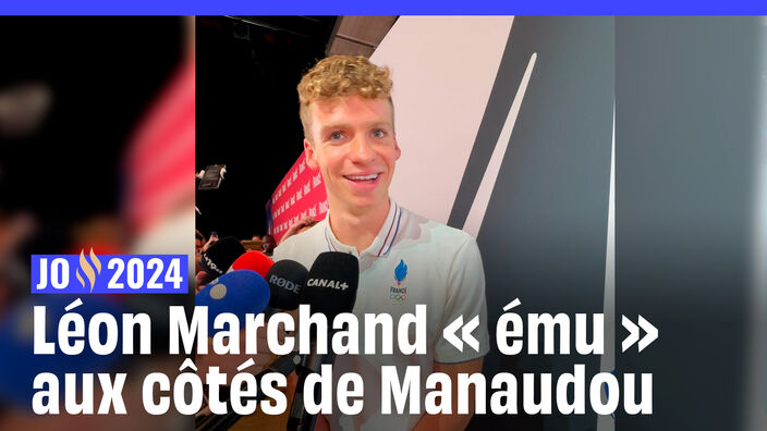 JO de Paris 2024 : « Moi aussi, j'ai été ému » raconte Léon Marchand après avoir couru avec Manaudou